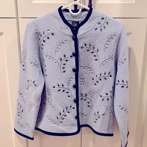 CoVelo Boiled Wool Button Front Sweater Jacket M Medium